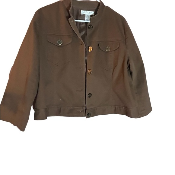 Judith Hart vintage Y2K women Brown layering Jacket Sz 16P unique Button Front - Picture 1 of 11